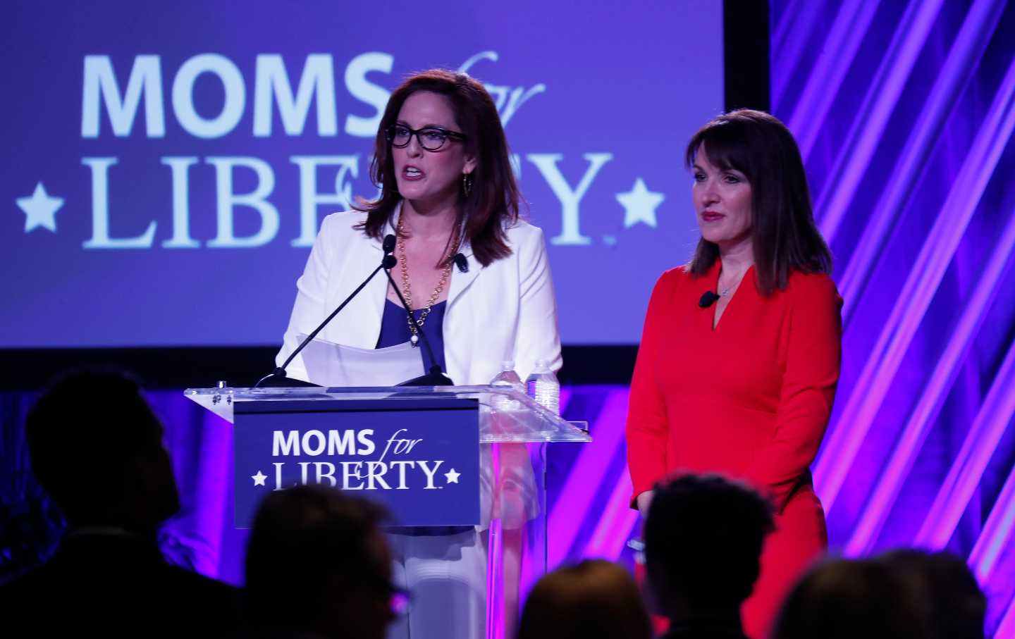 Moms for Liberty founders Tiffany Justice (L) and Tina Descovich at the Moms for Liberty Summit.