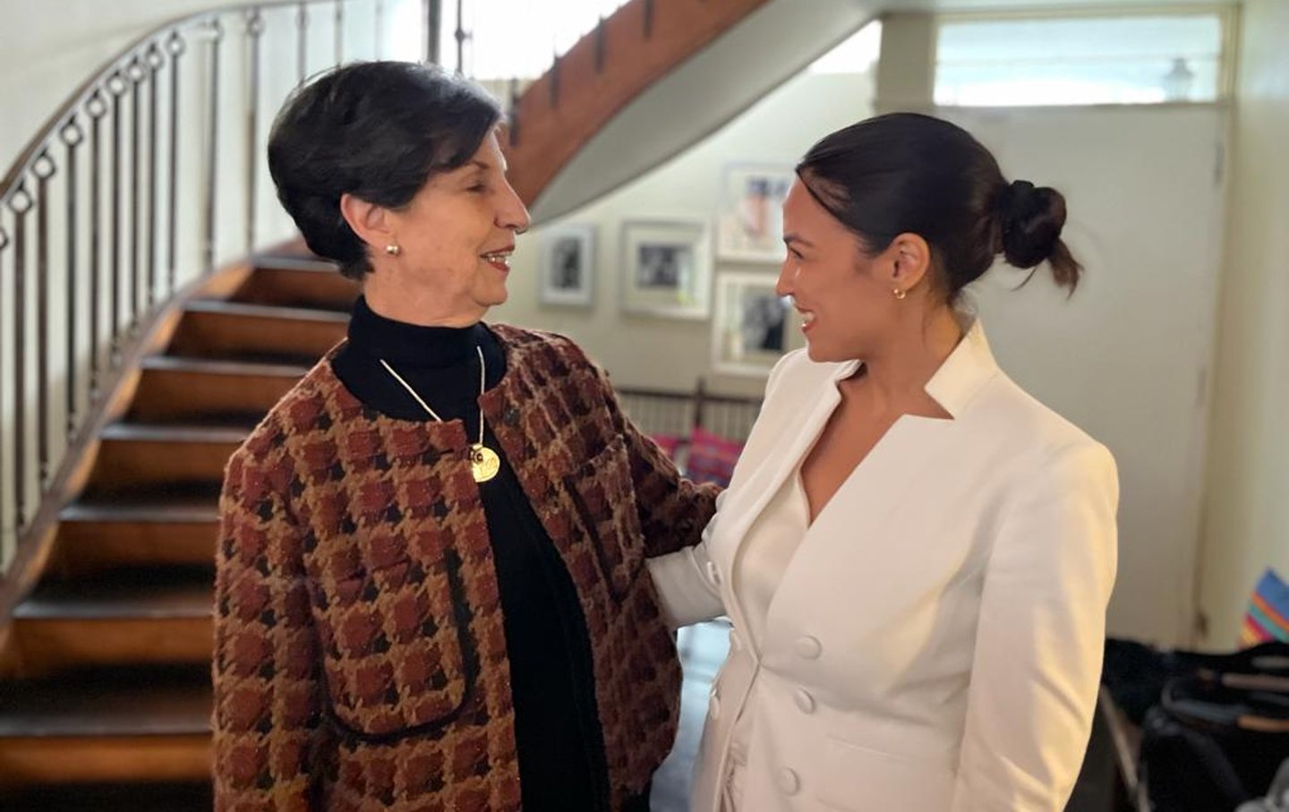 Two Senators: Isabel Allende (left) with U.S. Senator Alexandria Ocasio-Cortez during her visit to Chile last month.