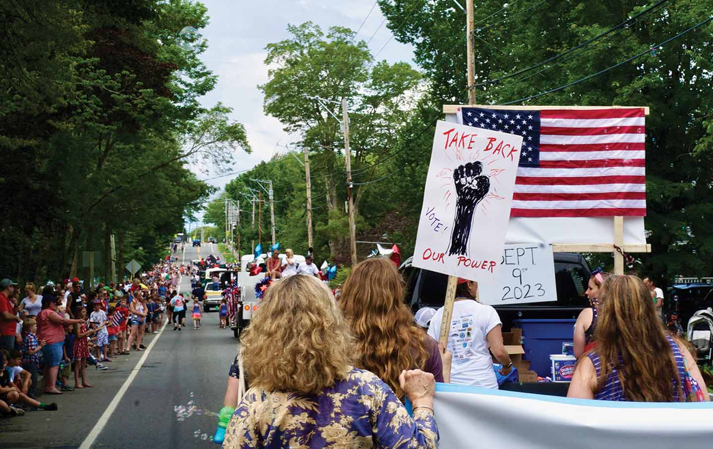 Pine Tree Power supporters at a march on July 4.