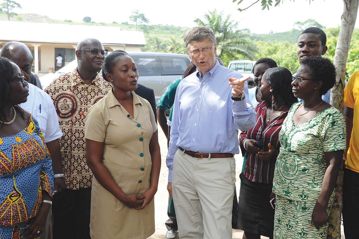 Bill Gates on the ground in central Ghana.