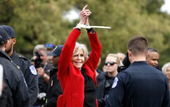 Actress Jane Fonda is arrested during the 