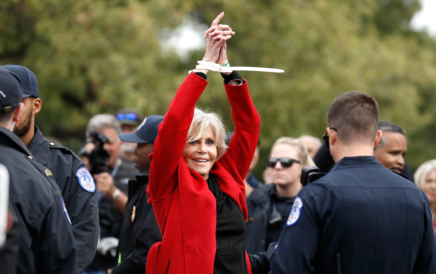 Actress Jane Fonda is arrested during the 