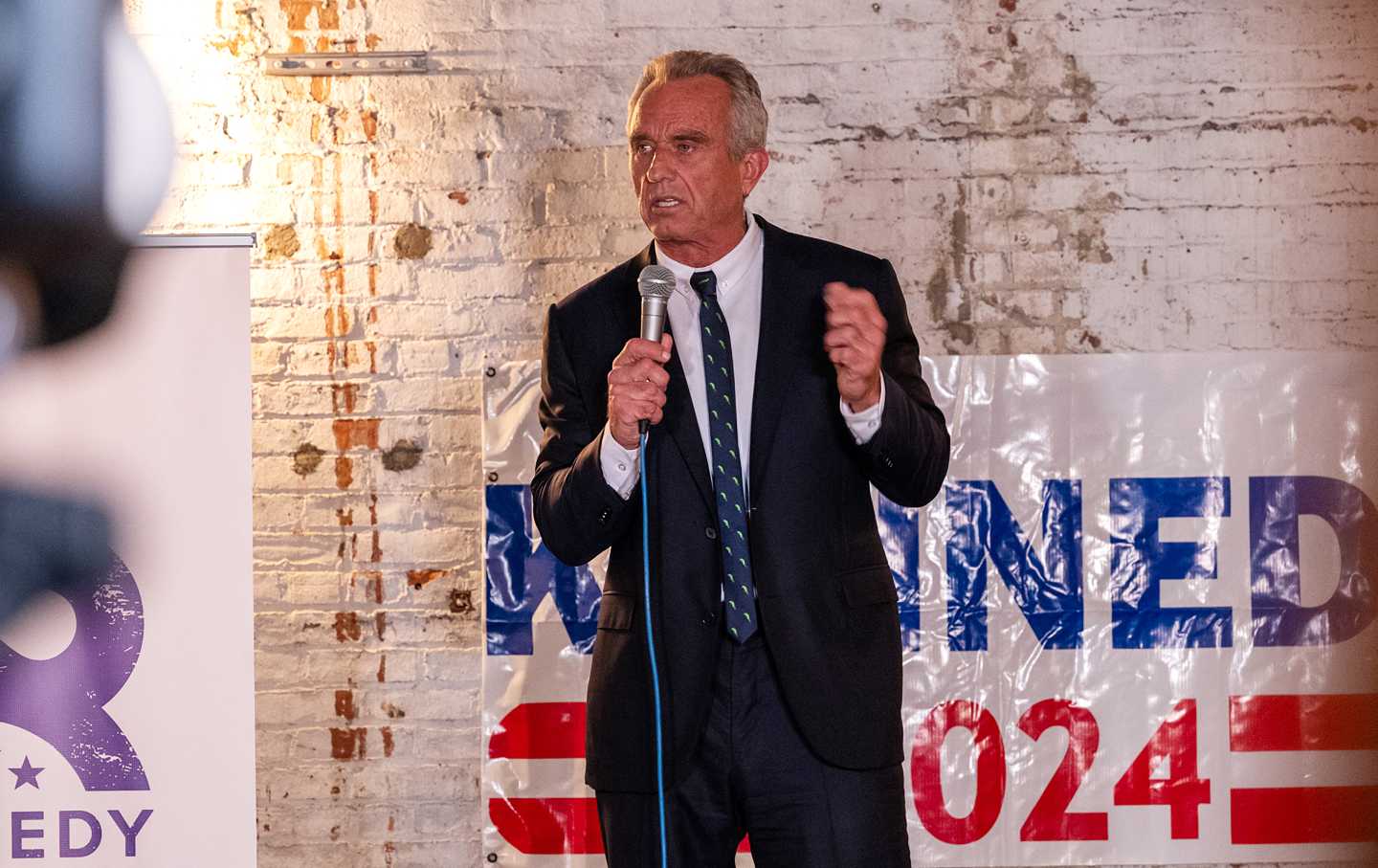 Democratic presidential candidate Robert F. Kennedy Jr. holds a campaign event on August 30, 2023, in the Brooklyn borough of New York City.