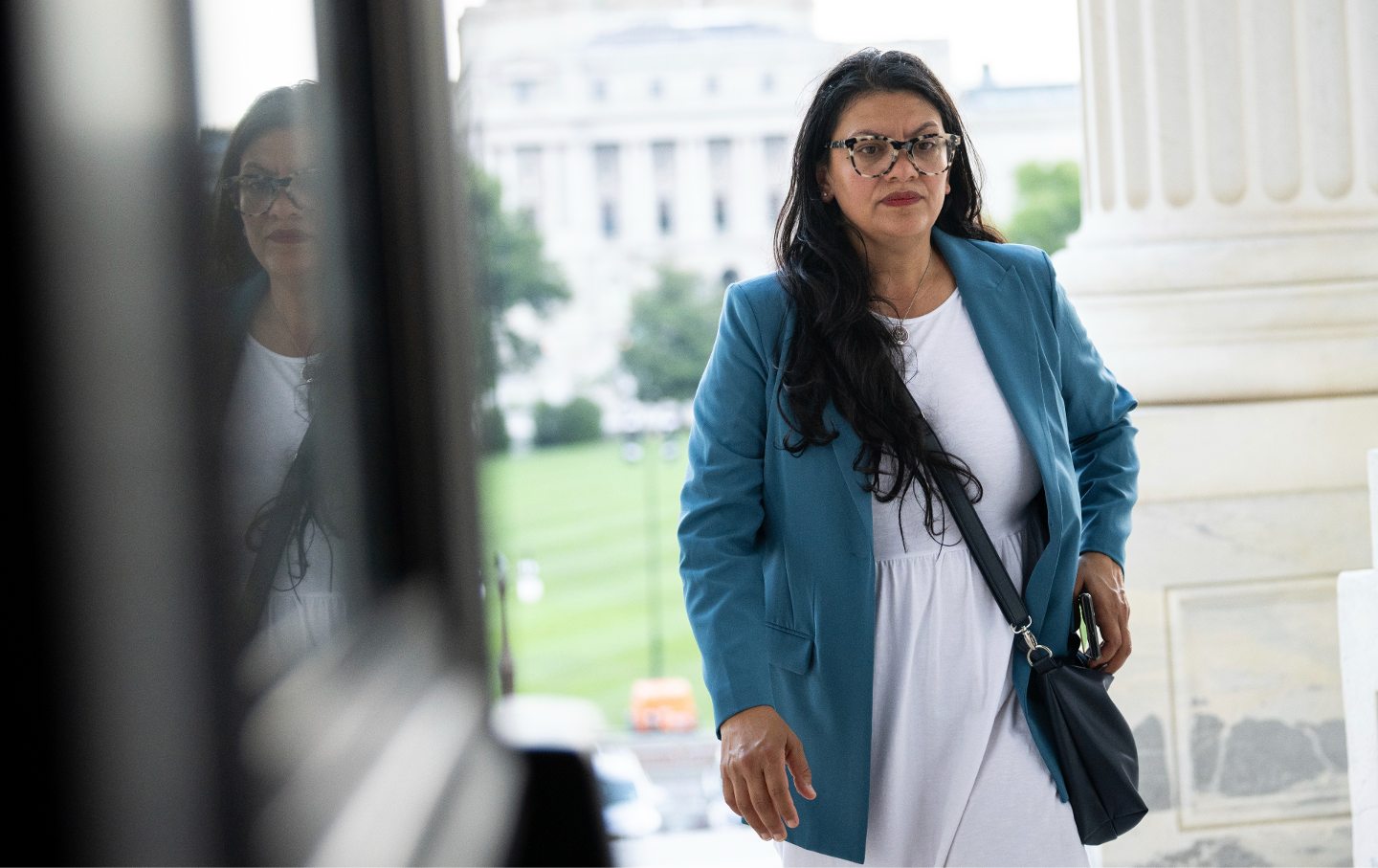 Representative Rashida Tlaib (D-MI) enters the U.S. Capitol, in Washington, D.C., on Tuesday, July 25, 2023.