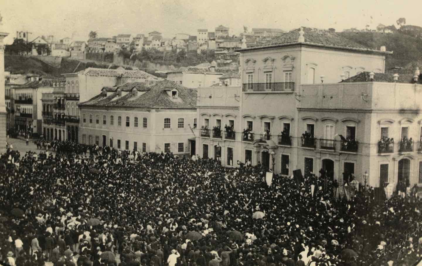 A scene from the day Princess Isabel abolished slavery in Brazil, 1888.