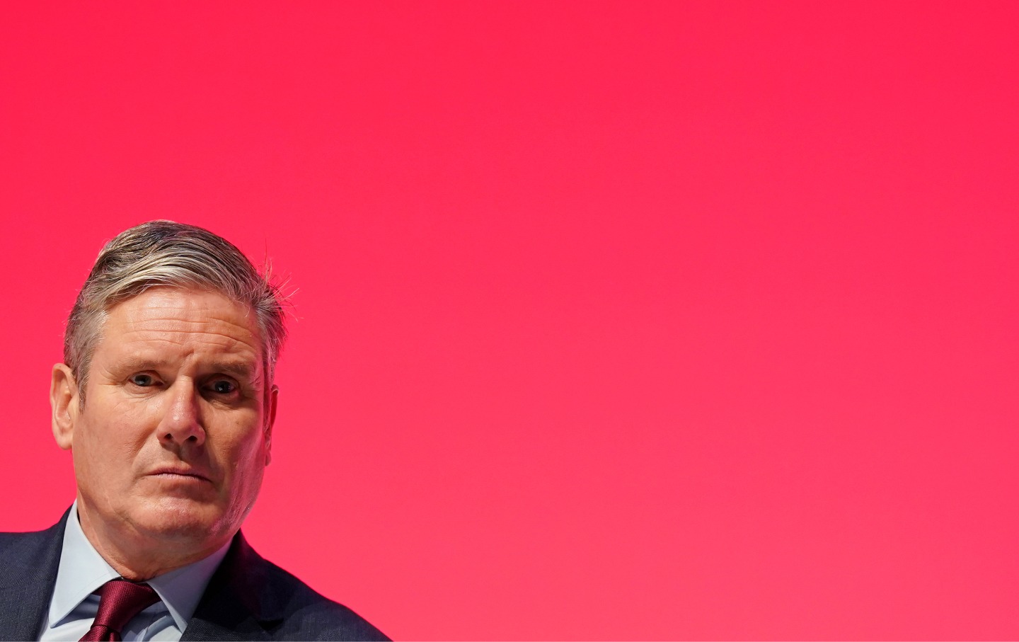Labour party leader, Sir Keir Starmer, on stage during the final day of the Labour Party conference on October 11, 2023 in Liverpool, England.
