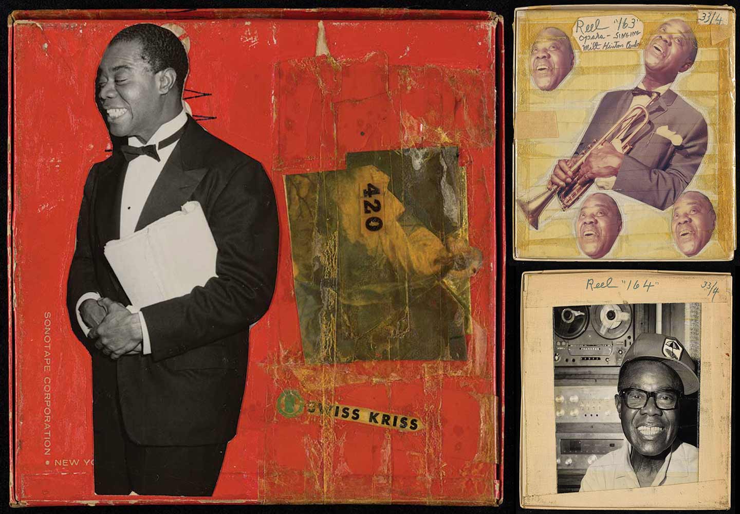 Armstrong made his own collages, cut from photos and magazine pages, as covers for his tape recordings.