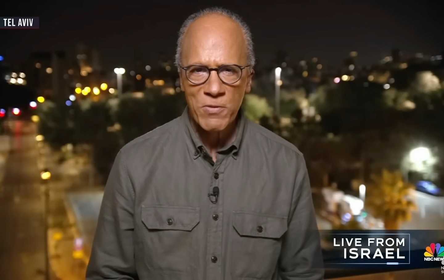 NBC Nightly News anchor Lester Holt reports from Tel Aviv, Israel, on October 11, 2023.