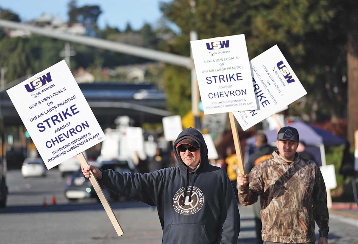 Workers at the Chevron refinery in Richmond went on strike in March 2022.