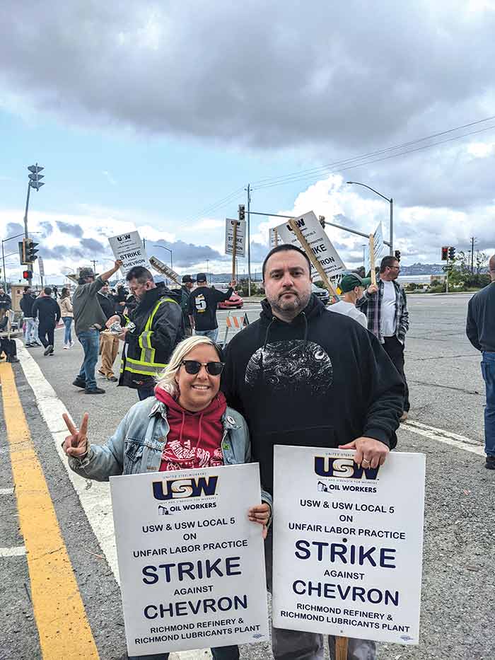 Environmental activist Marisol Cantú with Robert Travis, USW Local 5 member and refinery operator.