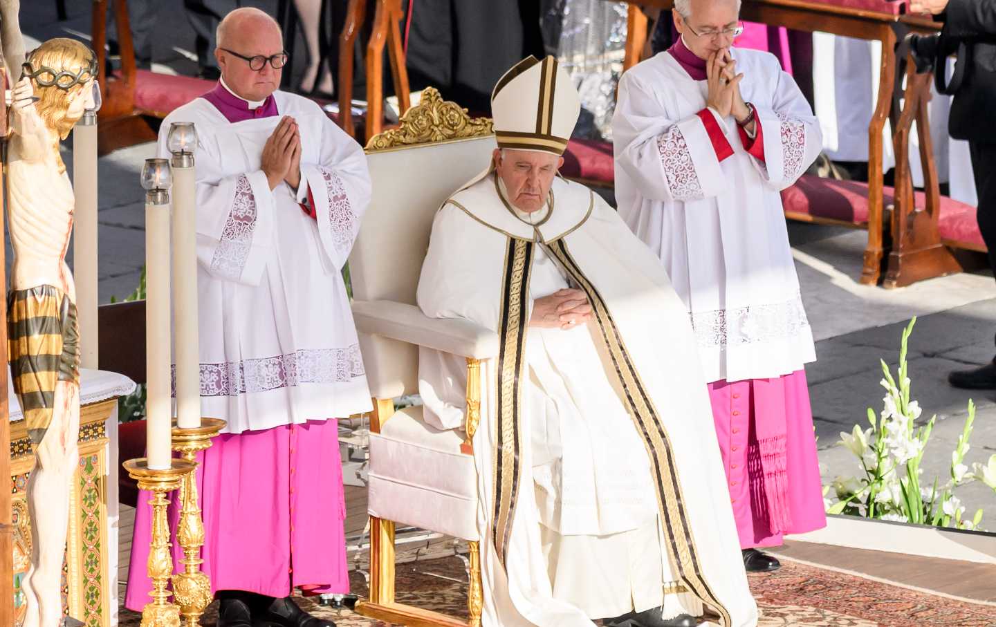 Pope Francis presides with the College of Cardinals for the opening of the General Ordinary Assembly of the Synod of Bishops on October 4, 2023, in Vatican City.