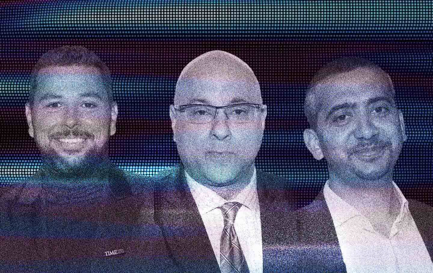 Left to right: Ayman Mohyeldin, Ali Melshi, and Mehdi Hasan.