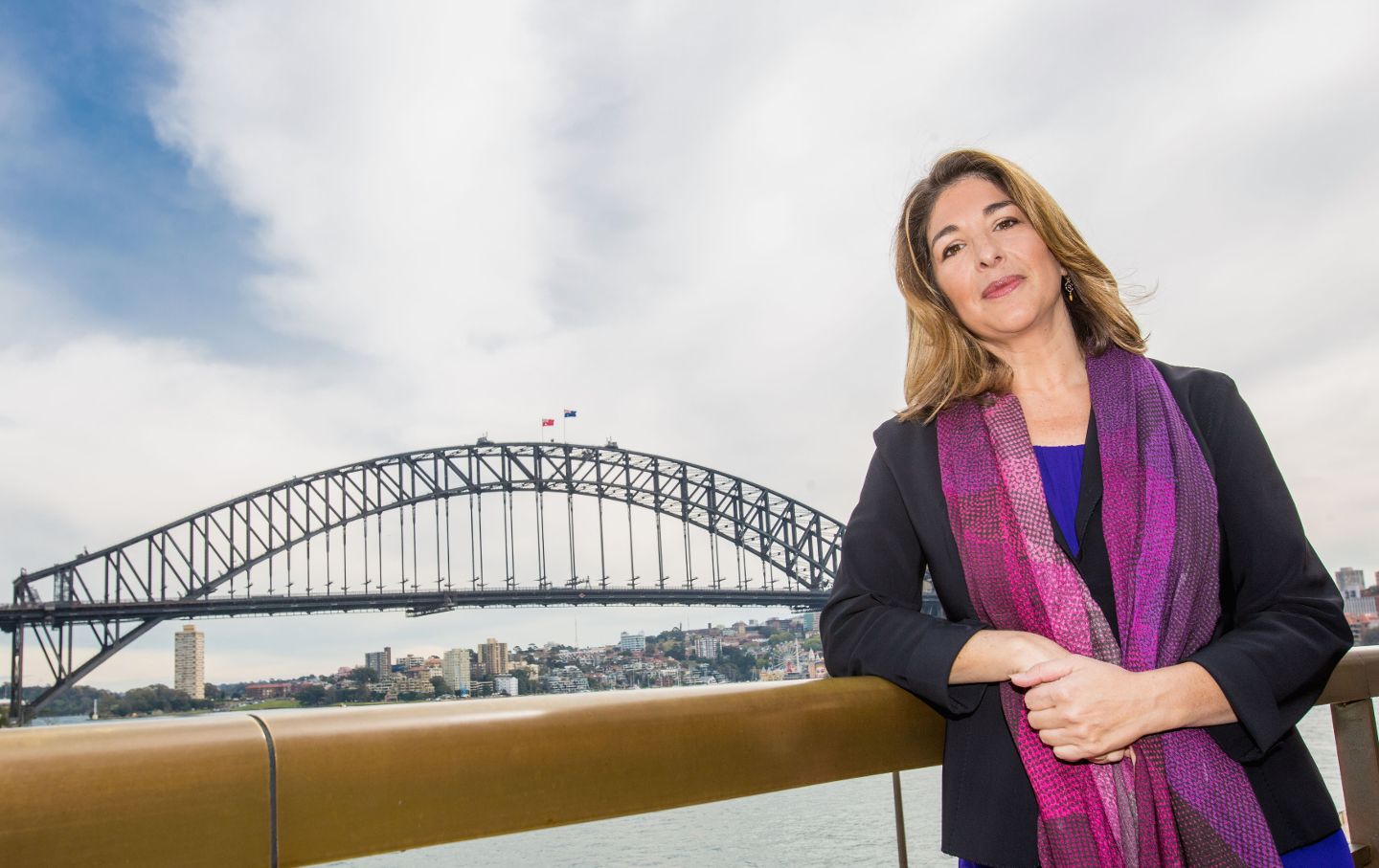 Canadian author Naomi Klein poses for a photograph at a press conference on September 3, 2015, in Sydney, Australia.