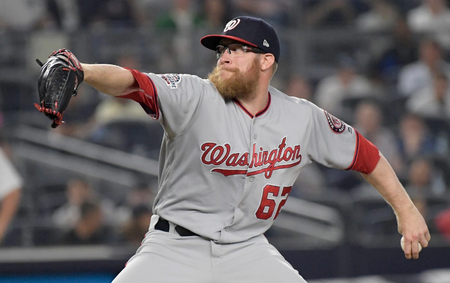 Former Washington Nationals player Sean Doolittle pitching