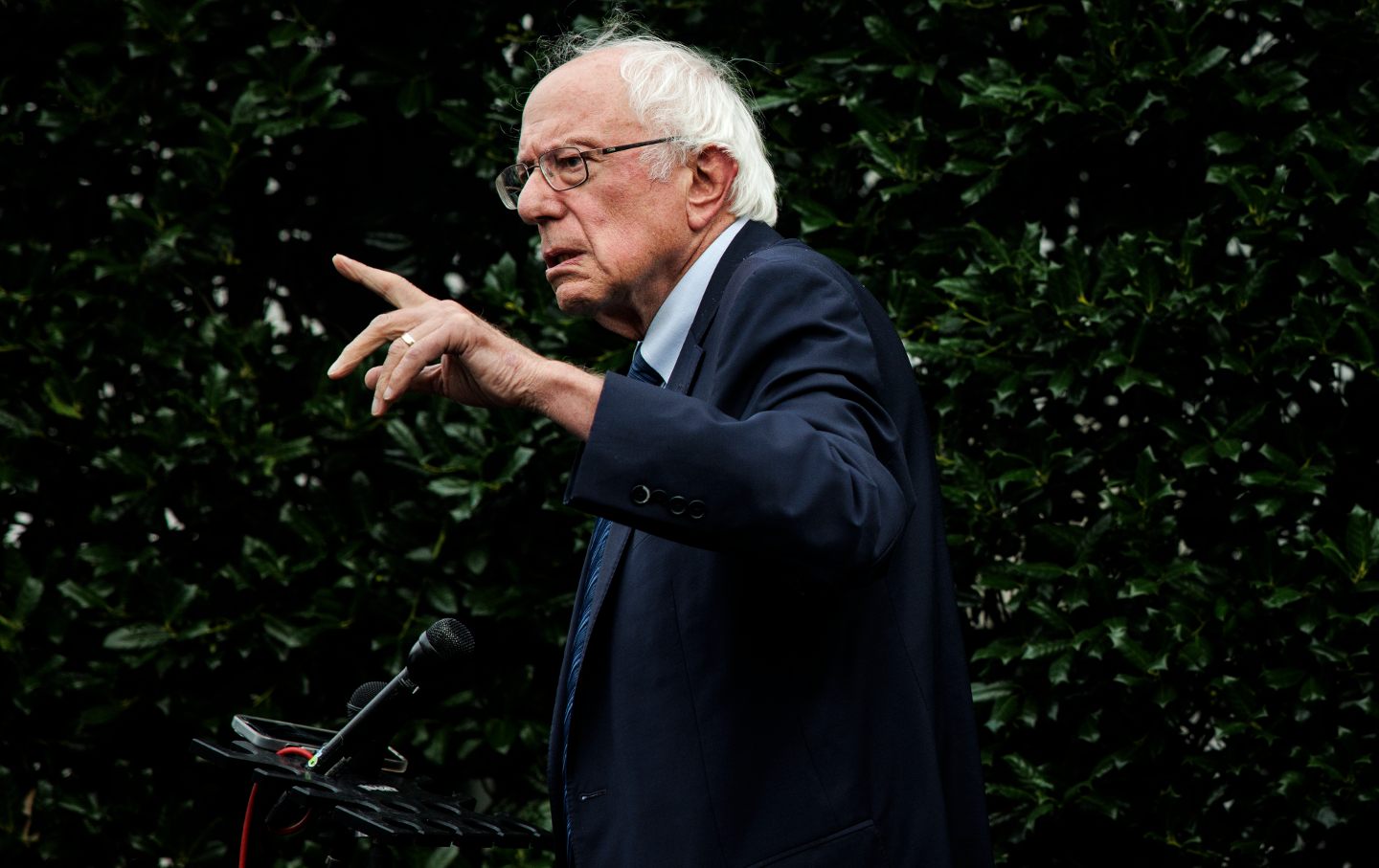 Senator Bernie Sanders (D-VT) speaks to reporters in front of the West Wing after meeting with President Joe Biden at the White House on August 30, 2023 in Washington, D.C.