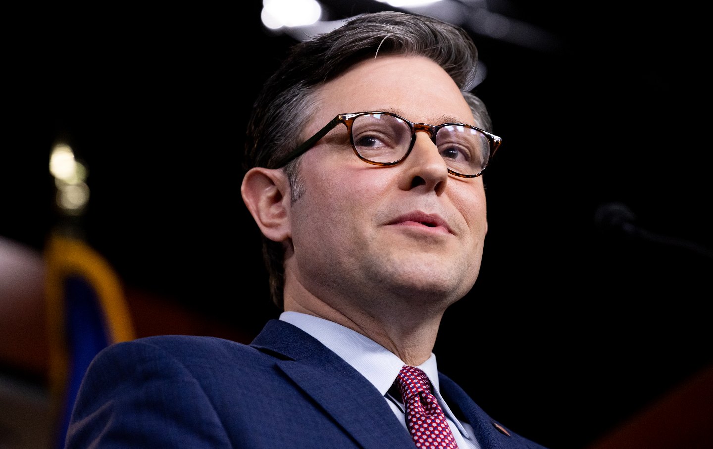 Speaker of the House Mike Johnson speaks during a press conference in the U.S. Capitol on November 2, 2023.