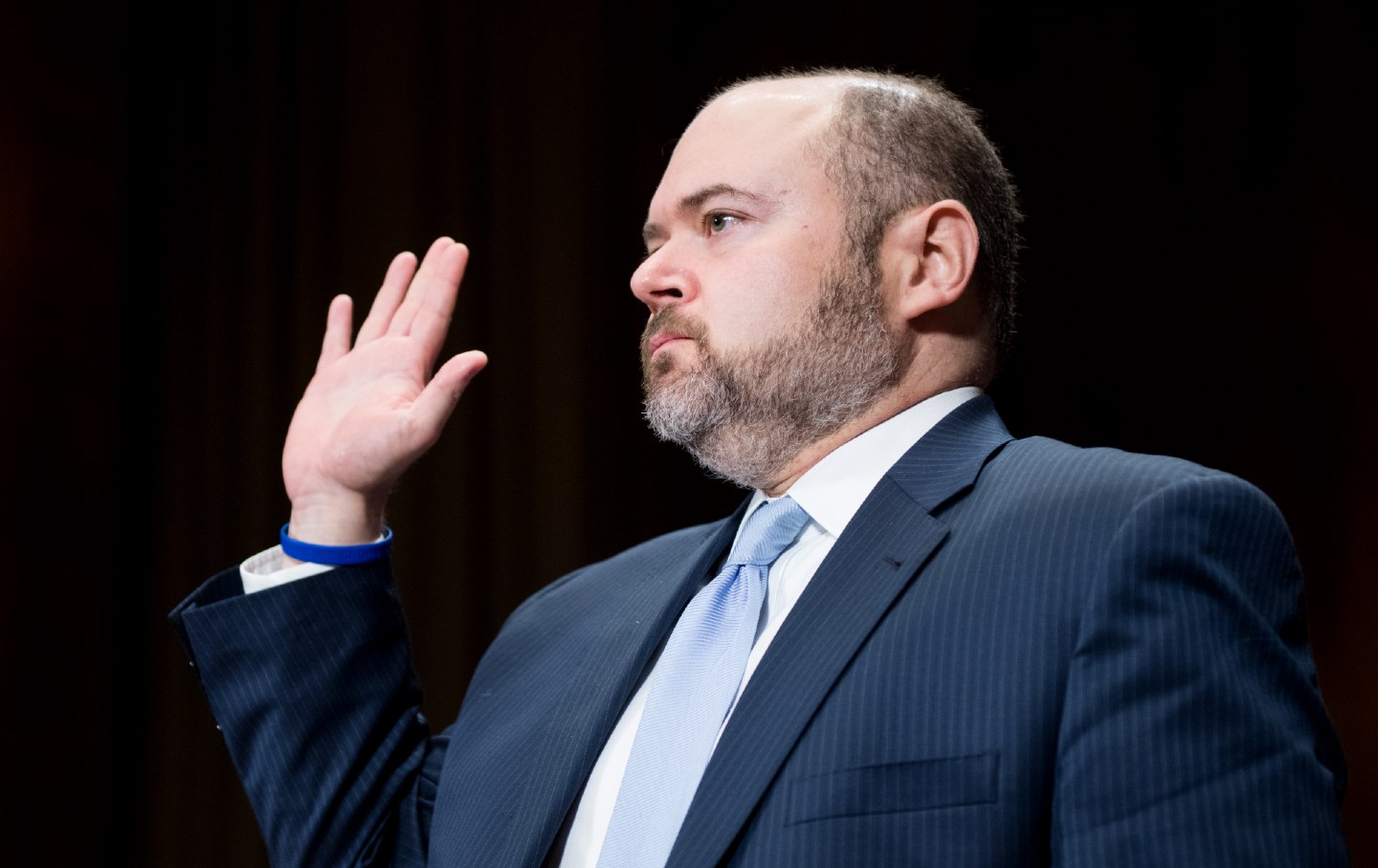 Judge David Ryan Stras is sworn in for his confirmation hearing in the Senate Judiciary Committee on Wednesday, November 29, 2017.