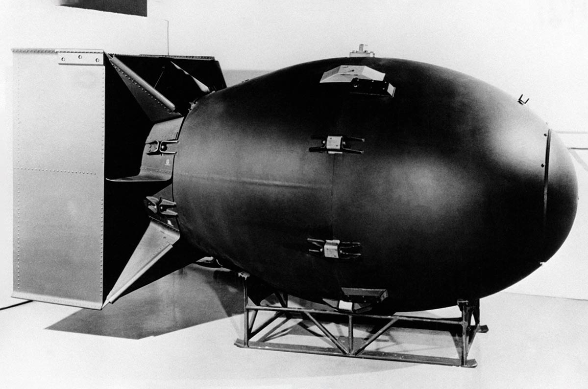 The design of LANL’s project harks back to the “Fat Man” type of atomic bomb (pictured) of the Manhattan Project.