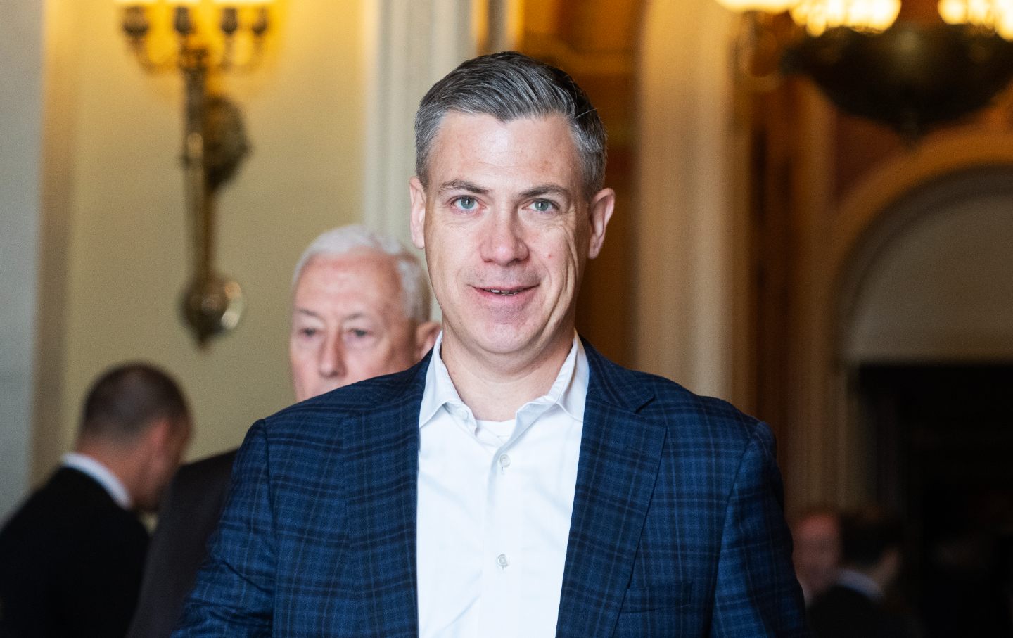Representative Jim Banks (R-Ind.) leaves the US Capitol on May 18, 2023.