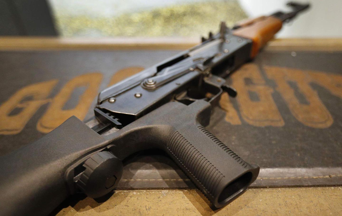 A bump stock on an AK-47 at Good Guys Gun and Range on February 21, 2018, in Orem, Utah.