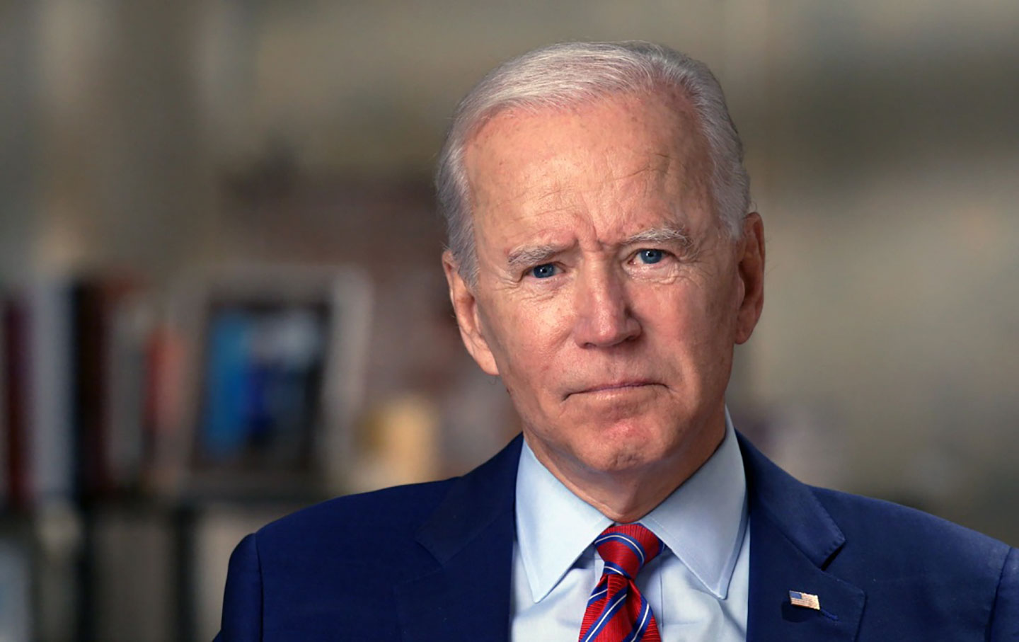 Joe Biden looks into the camera.