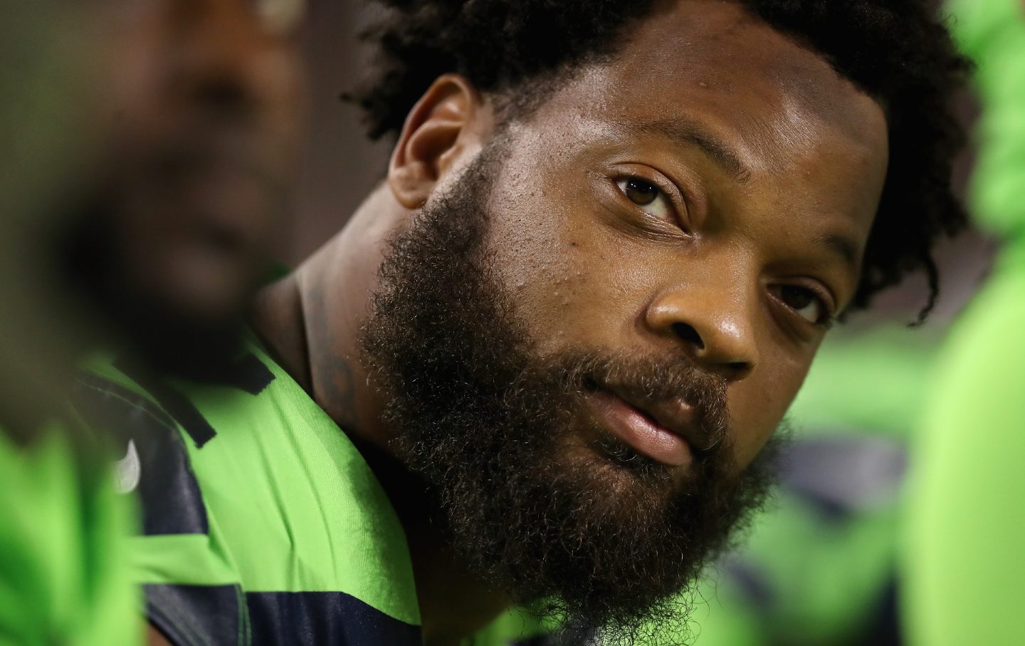 Defensive end Michael Bennett of the Seattle Seahawks at the University of Phoenix Stadium on November 9, 2017, in Glendale, Ariz.