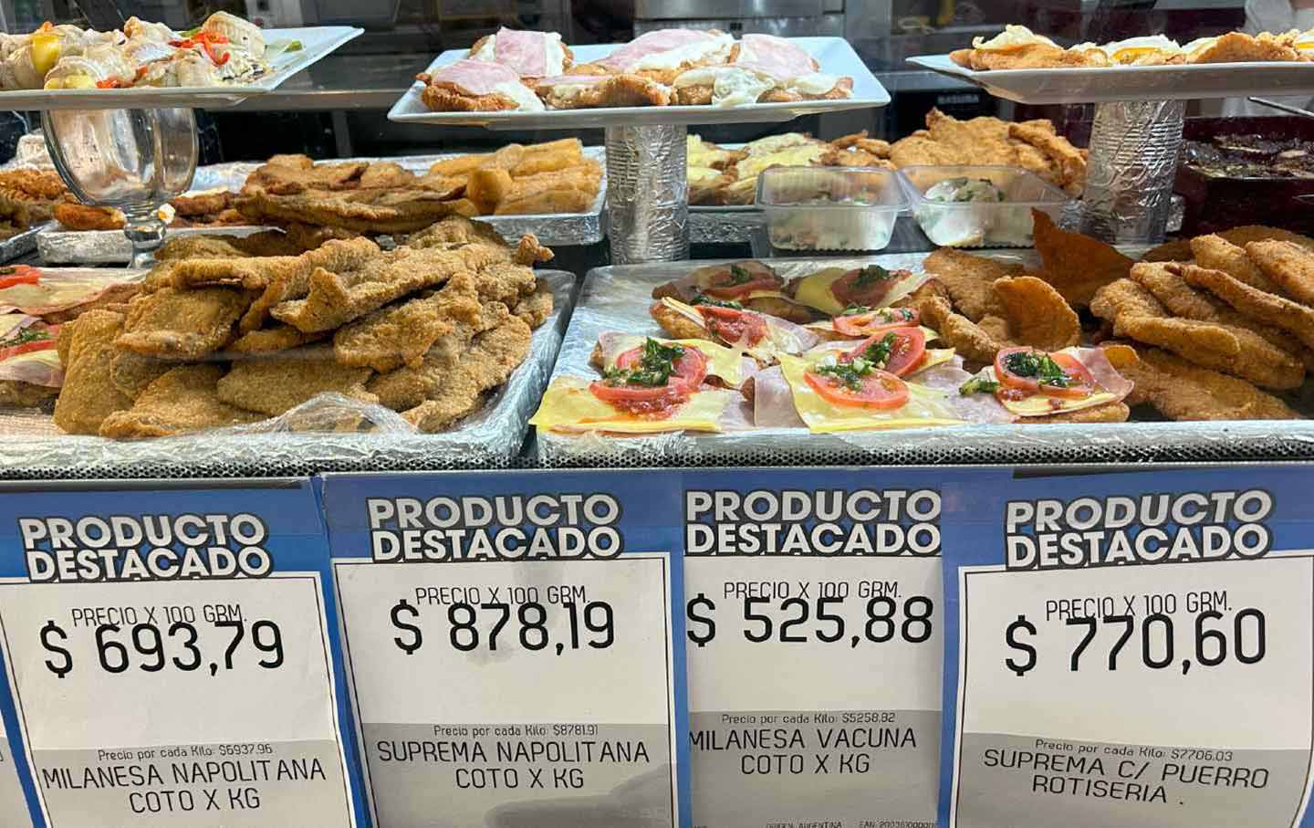 A supermarket in Buenos Aires shows the extreme rise in prices due to inflation on December 15, 2023.