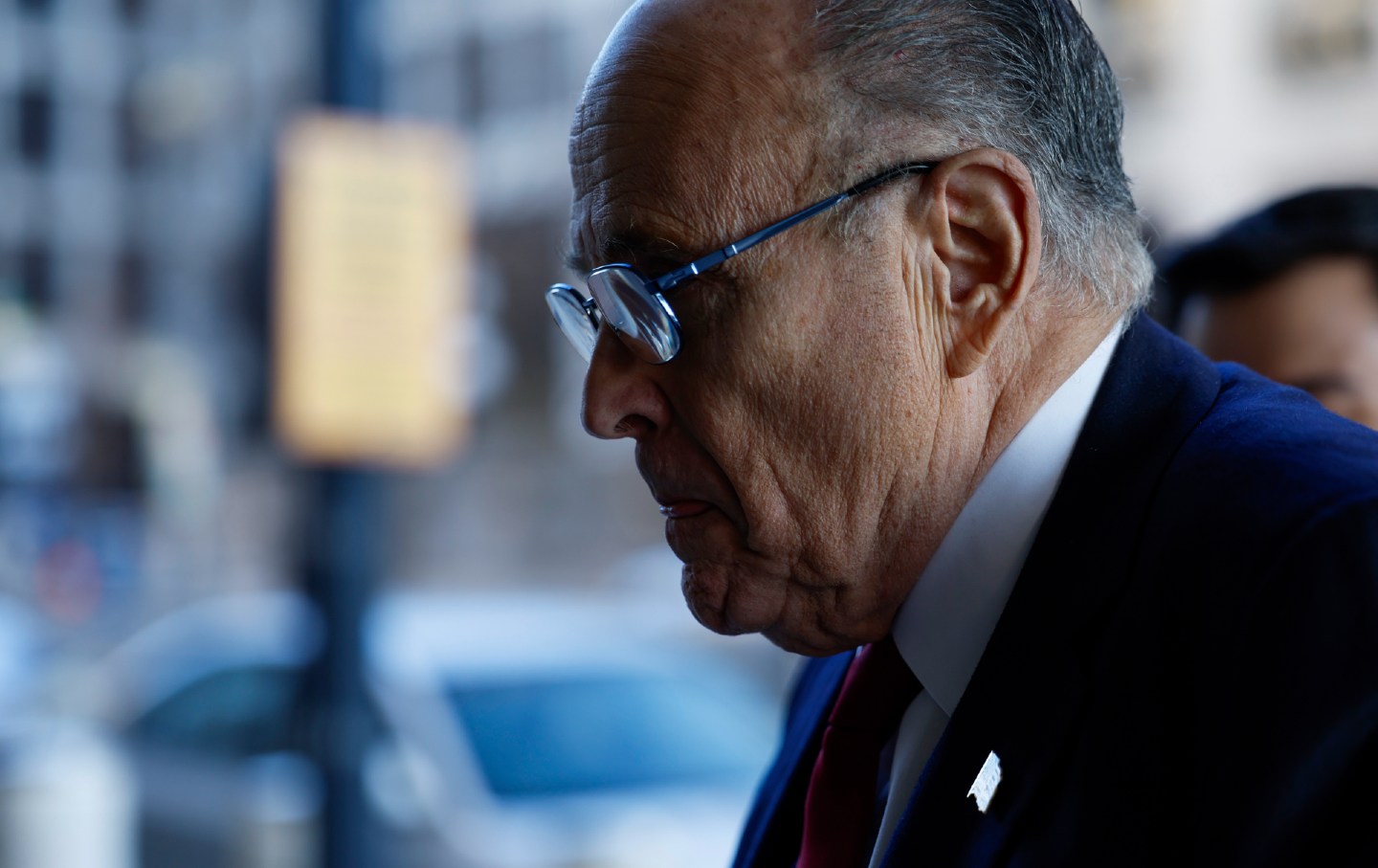 Rudy Giuliani, the former personal lawyer for Donald Trump, arrives at the E. Barrett Prettyman US District Courthouse on December 15, 2023, in Washington, D.C.
