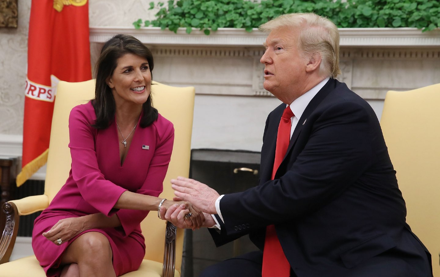 Donald Trump and Nikki Haley, oval office 2018