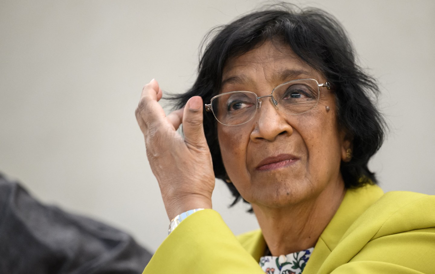 Former United Nations human rights chief and current head of an international commission of inquiry into alleged crimes committed during the latest conflict between Israel and the Islamist group Hamas in Gaza Navi Pillay presents her report on the opening day of the 50th session of the UN Human Rights Council in Geneva on June 13, 2022.