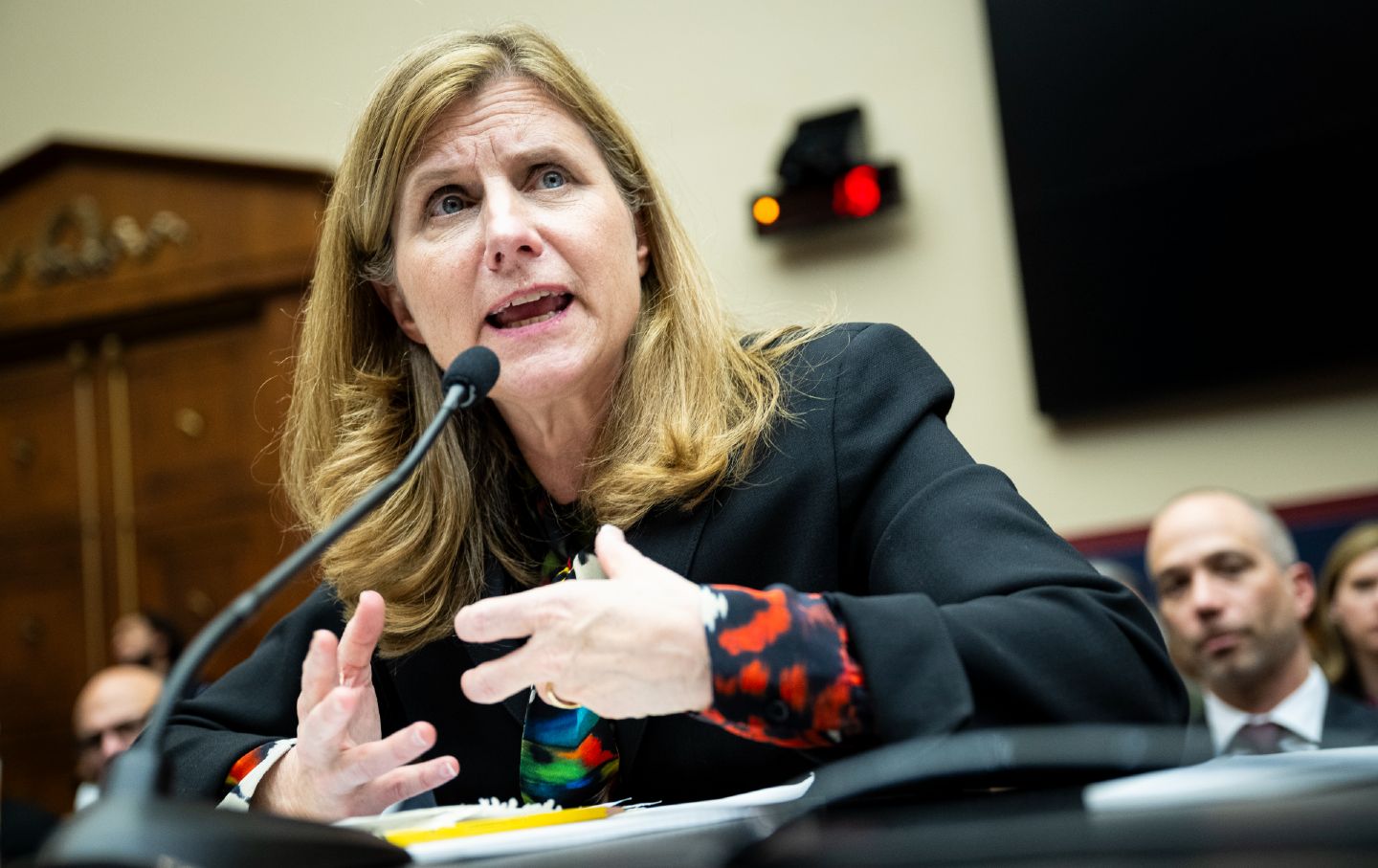 University of Pennsylvania President Liz Magill testifies during a House Education and Workforce Committee Hearing on holding campus leaders accountable and confronting antisemitism, at the US Capitol, in Washington, D.C., on December 5, 2023.