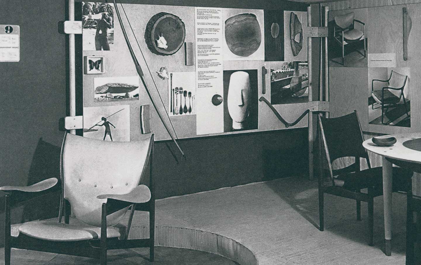 Niels Vodder display wtih furniture designed by Finn Juhl, Cabinetmakers Guild Exhibition, 1949.