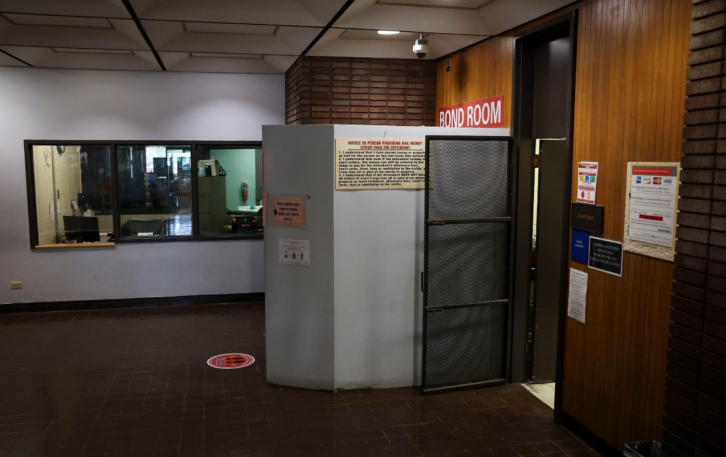 The bond office at Division 5 of the Cook County Department of Corrections is empty on Sept. 18, 2023, in Chicago.