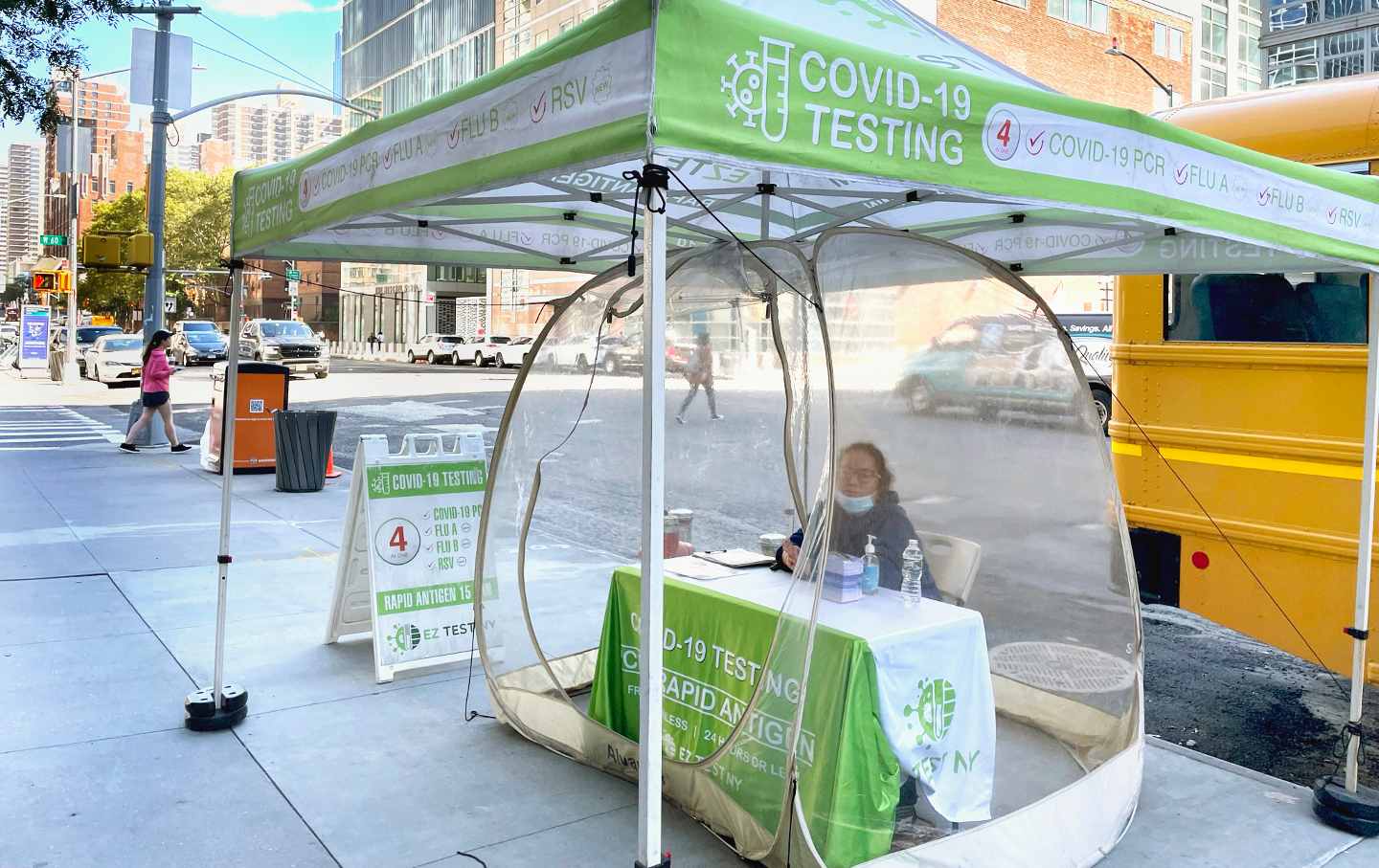 An outdoor mobile testing site in New York City.