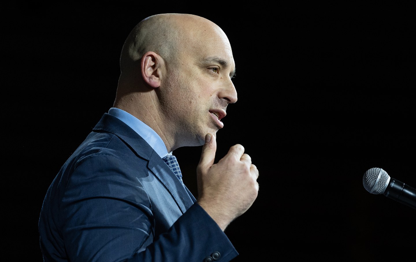 Anti-Defamation League CEO Jonathan Greenblatt speaks during 2023 National Action Network (NAN) Triumph Awards at the Lincoln Center in New York.