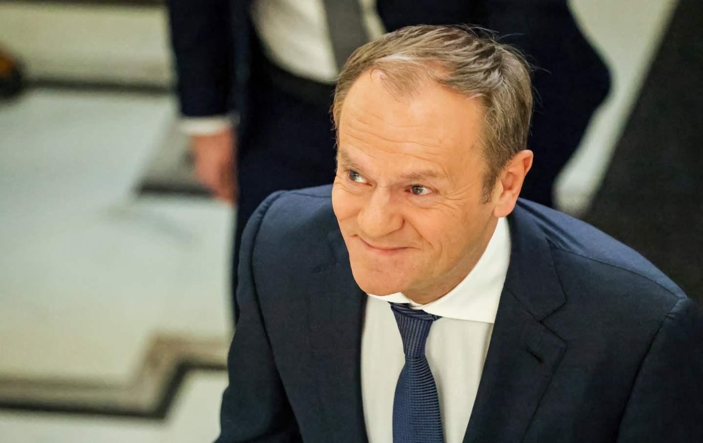 Polish Prime Minister Donald Tusk arrives on January 6, 2024, for the fourth session of the Polish Parliament, which takes place amid chaos created by legal disagreement with the previous government.
