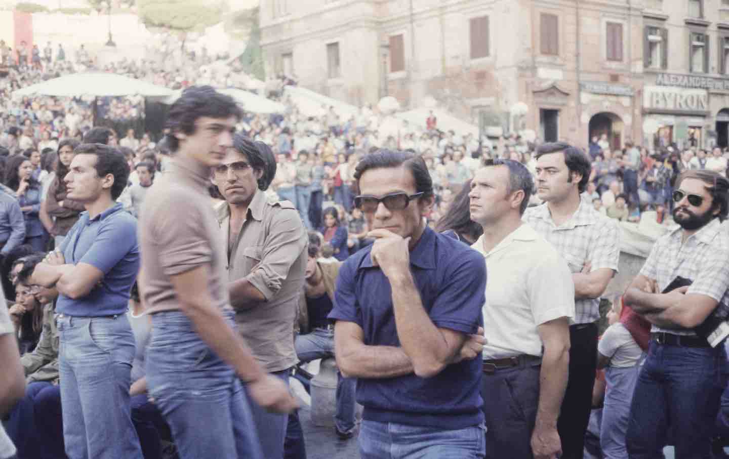 Pier Paolo Pasolini at a demonstration in Rome, 1970.