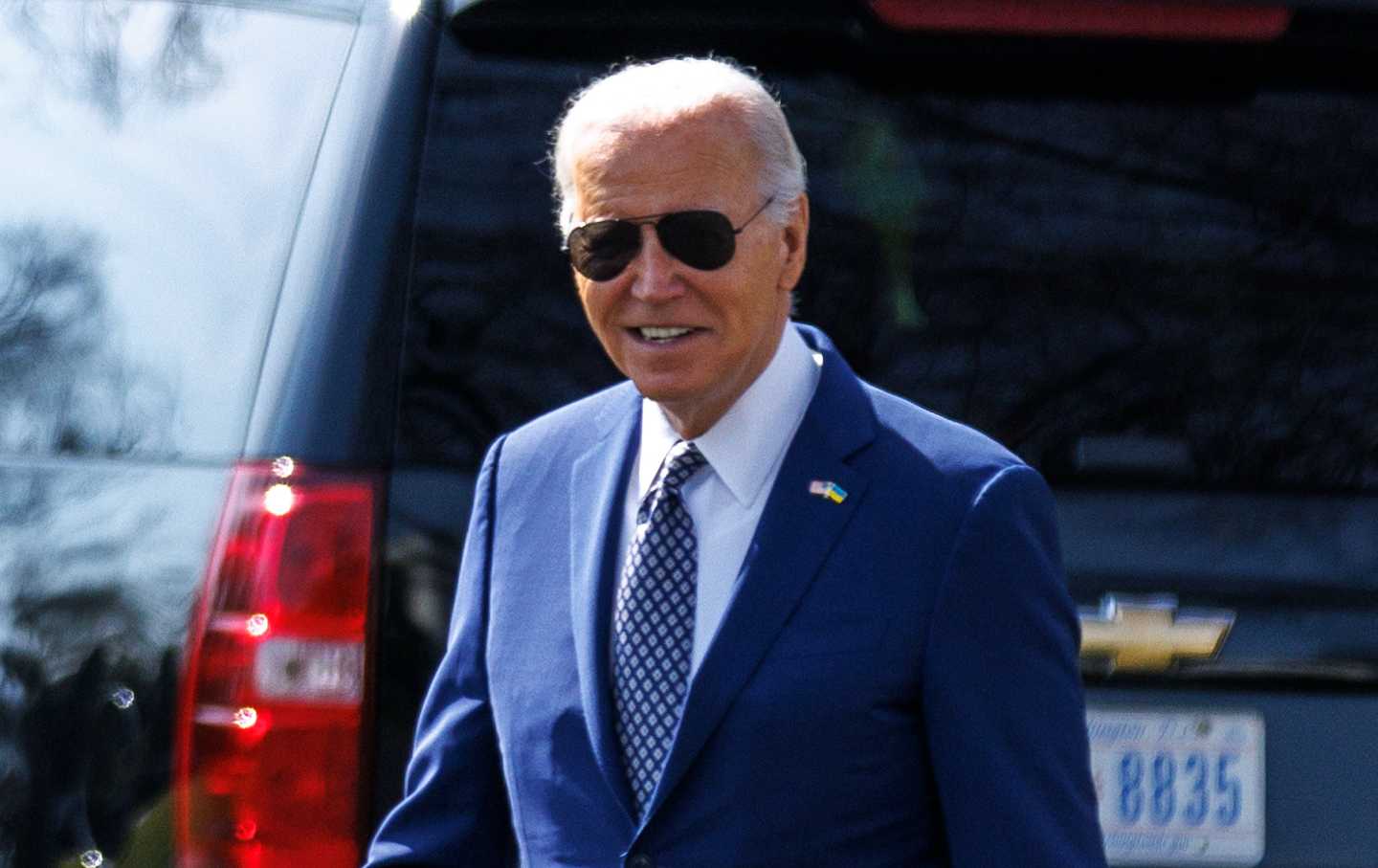 President Joe Biden walking on the South Lawn of the White House.