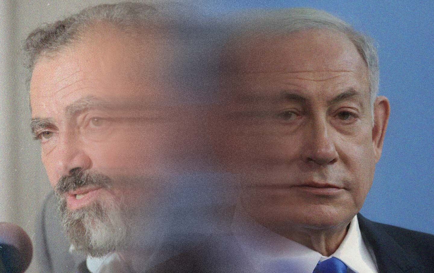 Meir Kahane (left) and Benjamin Netanyahu (right) edited side by side.