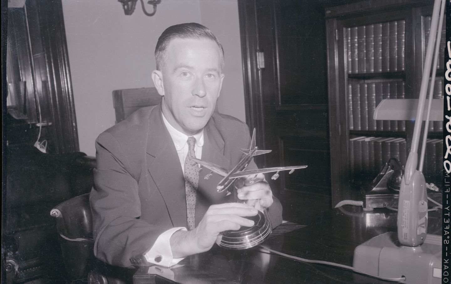 Scoop Jackson holding a model plane