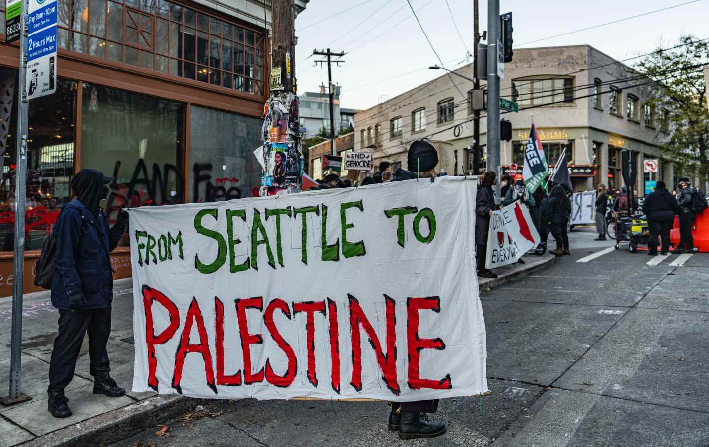 A pro-Palestine protest in Seattle on November 24, 2003.