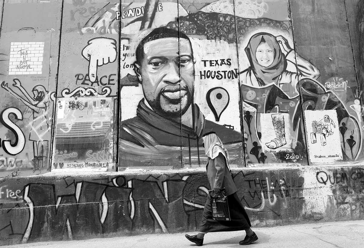 e of George Floyd on a section of Israel’s separation wall in the occupied West Bank.