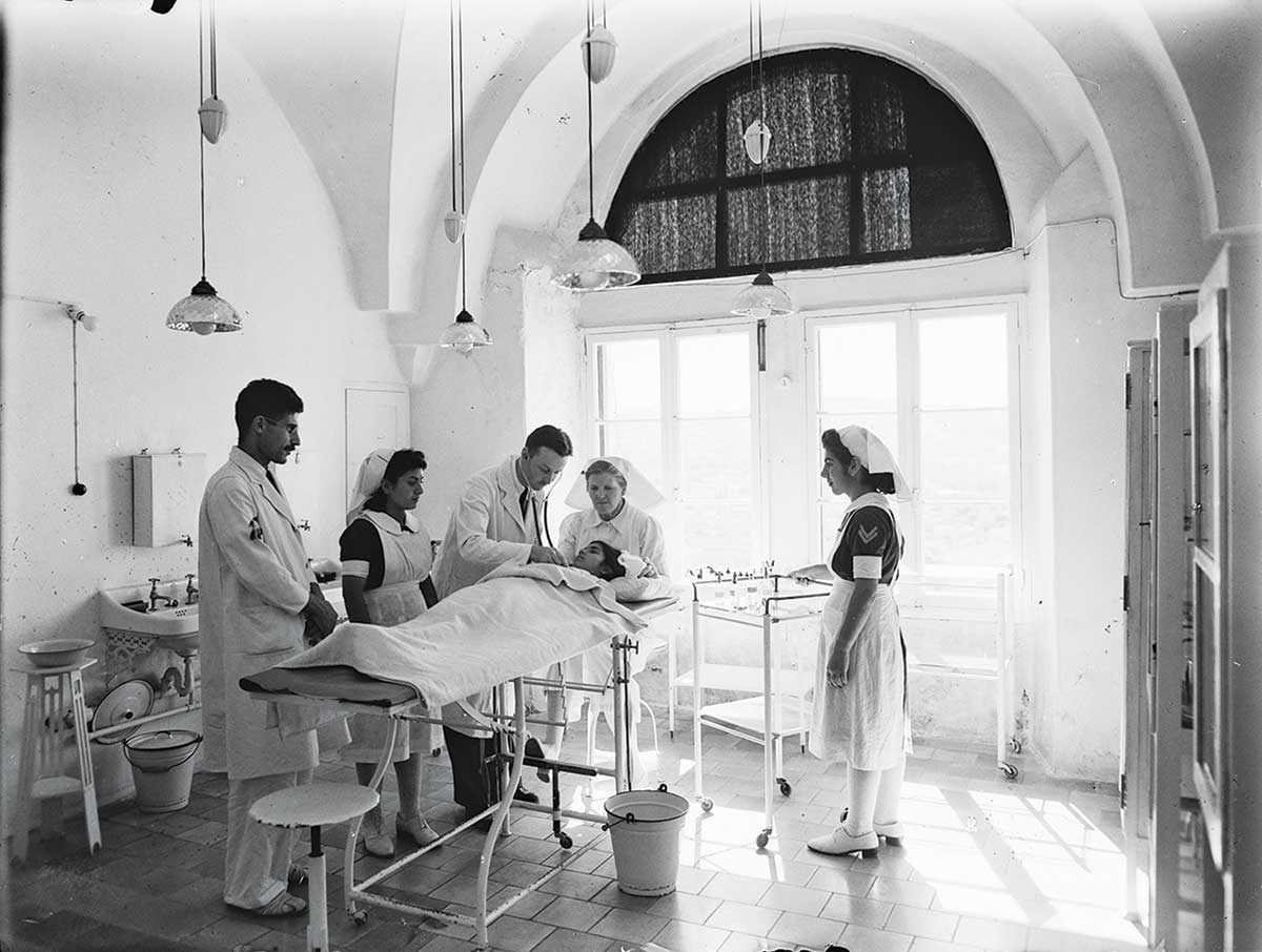 The operating room at Hebron hospital, August 17, 1944.