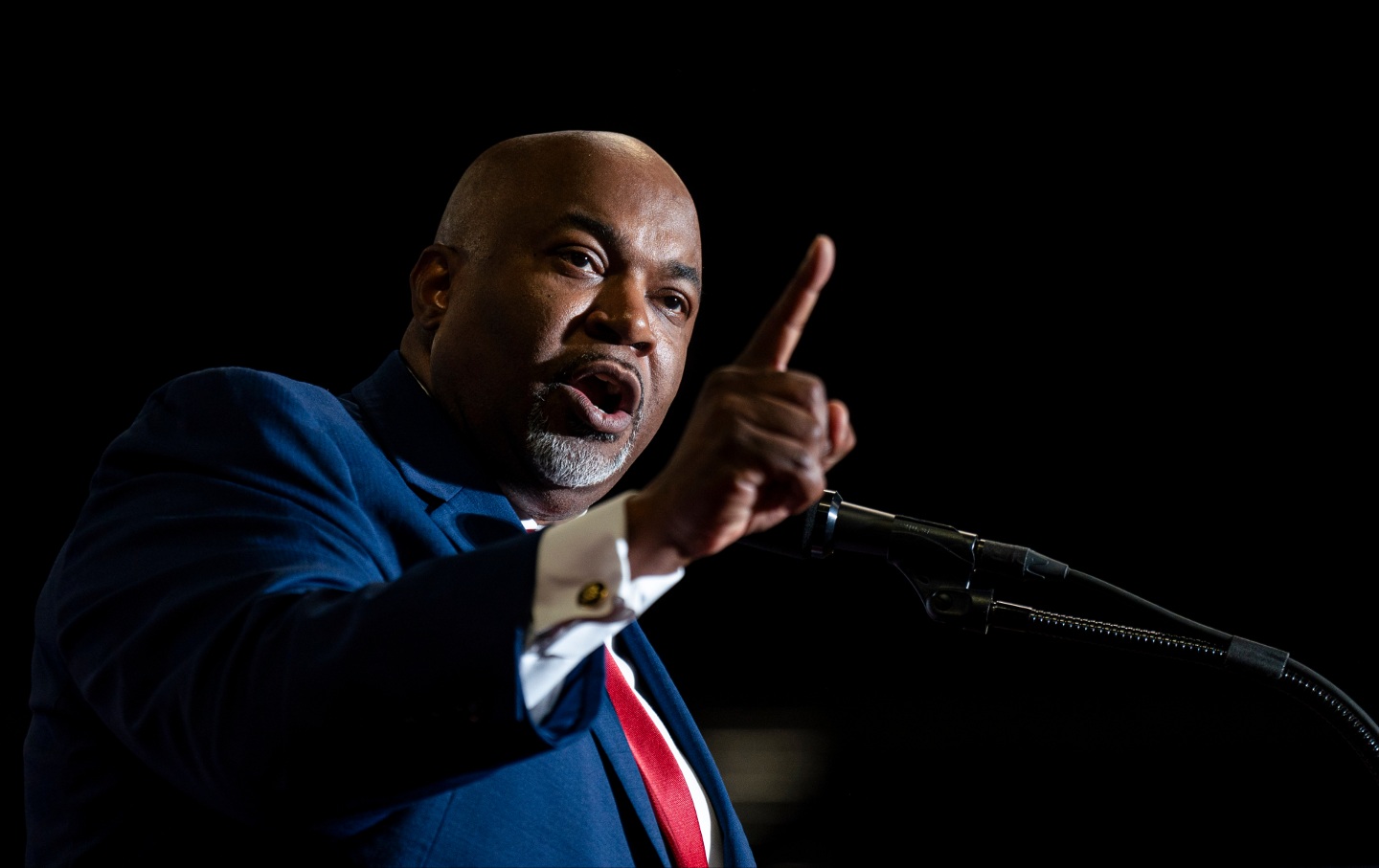 Mark Robinson, lieutenant governor of North Carolina, speaks during a "Get Out The Vote" rally with former US President Donald Trump in Greensboro, North Carolina, US, on Saturday, March 2, 2024.