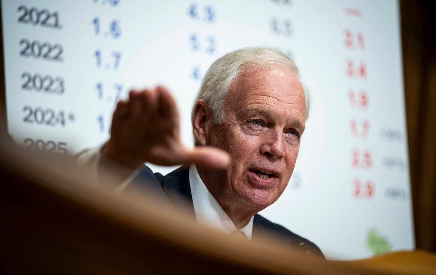 Senator Ron Johnson, a Republican from Wisconsin, during a Senate Budget Committee hearing in Washington, D.C., on March 12.