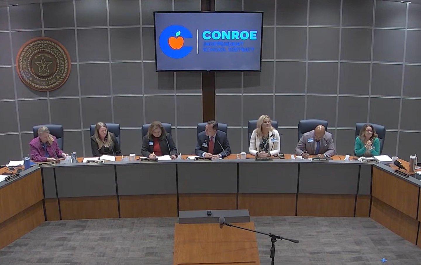 A meeting of the Board of Trustees of the Conroe Independent School District.