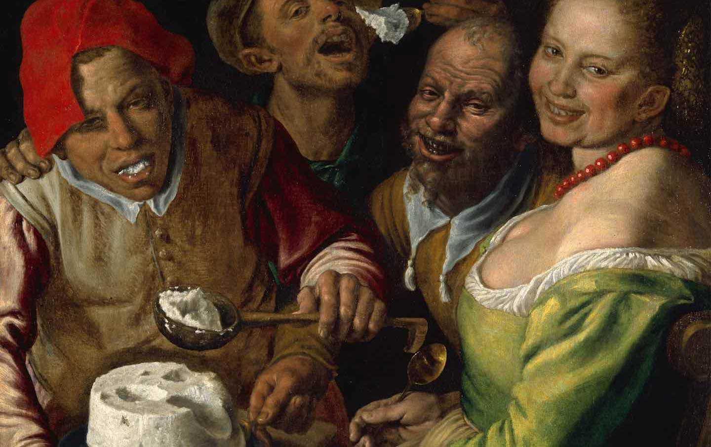 “The Ricotta Eaters,” Vincenzo Campi (c.1585). Found in the Collection of Musée des Beaux-Arts, Lyon.