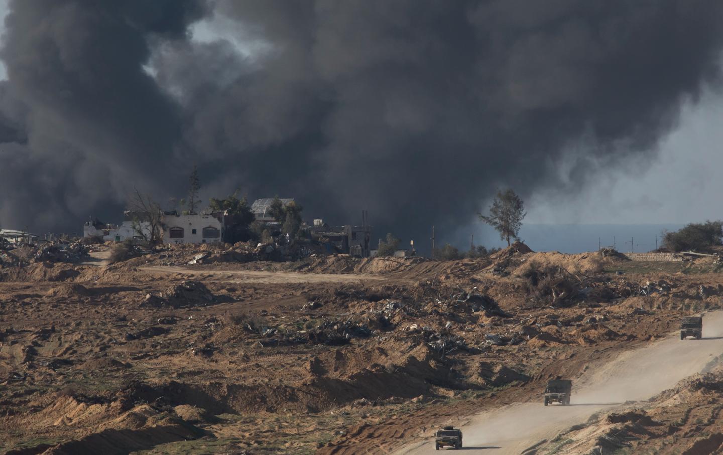 Smoke rises over the Gaza Strip from Israeli bombardment, as seen from southern Israel.