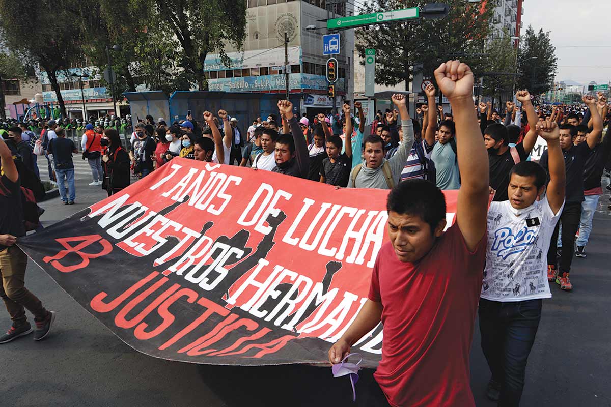 Protesters commemorate the 53rd anniversary of the Tlatelolco massacre of student activists on October 2, 1968.