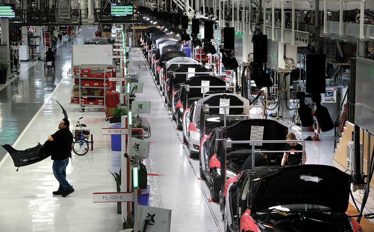 Inside the Tesla plant in Fremont.